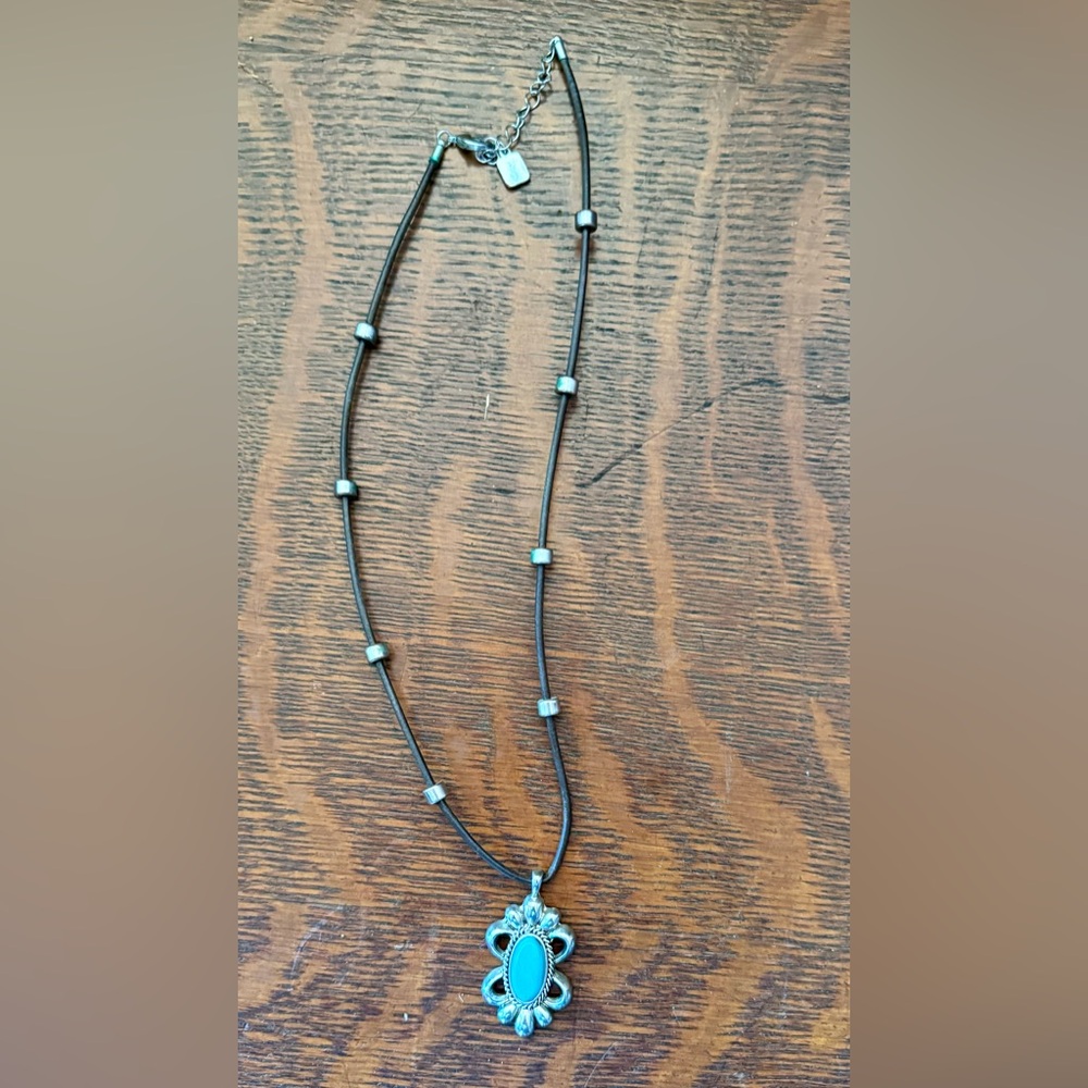 Ralph Lauren rope necklace with turquoise pendant. Lovingly used.